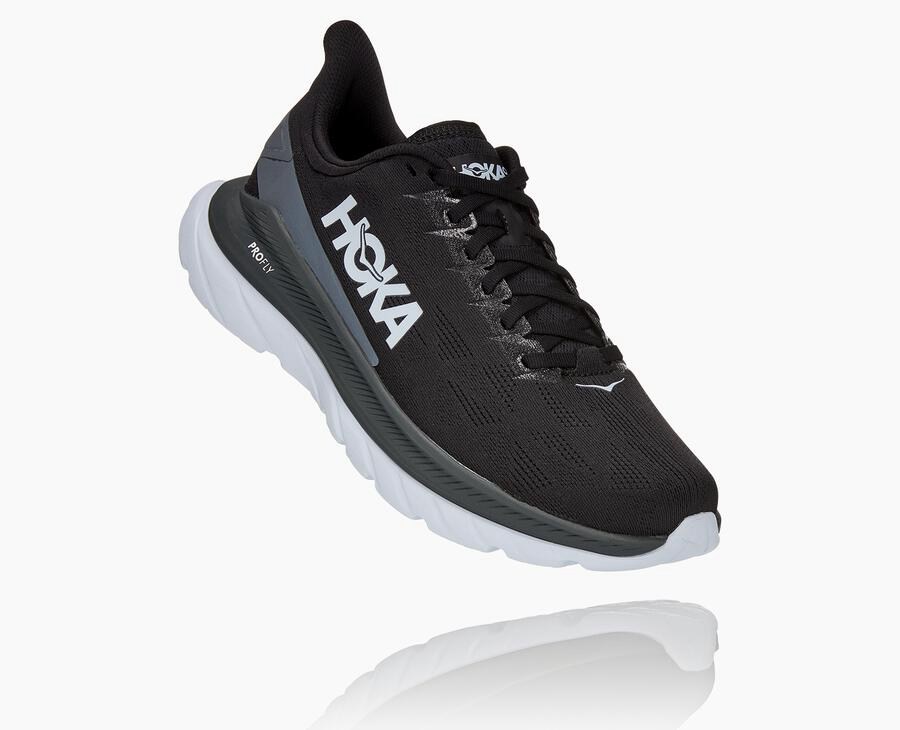 Hoka One One Mach 4 - Men's Running Shoes - Black/White - UK 657KTWGEX